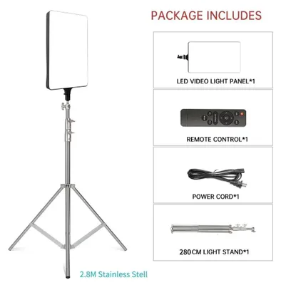 Obrázok produktu pre LED videolampa, nastaviteľný jas, funkcie diaľkového ovládania, statív s dĺžkou 280 cm