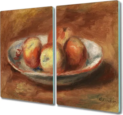 Produktbild von Coloray Kochplattenabdeckung Herdabdeckplatte 2x30x52 cm Hackbrett Schneidebrett Küchenbrett - Eine Platte von Obst Äpfel