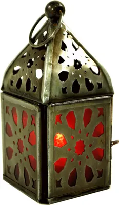 Produktbild von Orientalische Metall/Glas Laterne in Marrokanischem Design, Windlicht, Mehrfarbig, Glas,Metall,Eisen, Farbe: Gelb, 12*5*5 cm