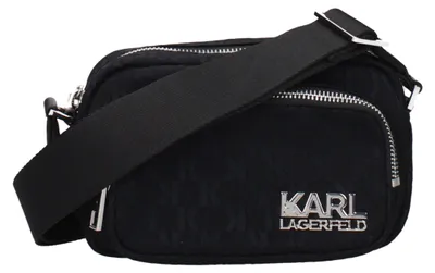 Image de Karl Lagerfeld sacoche tissu noir, monogramme K, argenté