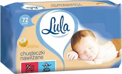 Zdjęcie produktu dla Chusteczki nawilżane Lula dla dzieci z rumiankiem 72 sztuki