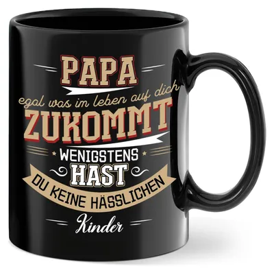 Produktbild von Keramische Kaffeetasse für Vater, Geschenk, Schwarz