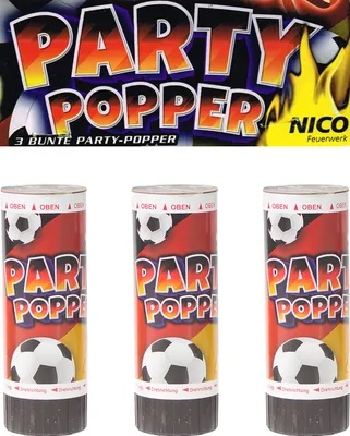 Produktbild von 3 x Party Popper - EM/WM Edition Schwarz Rot Gelb Konfetti Party Zubehör