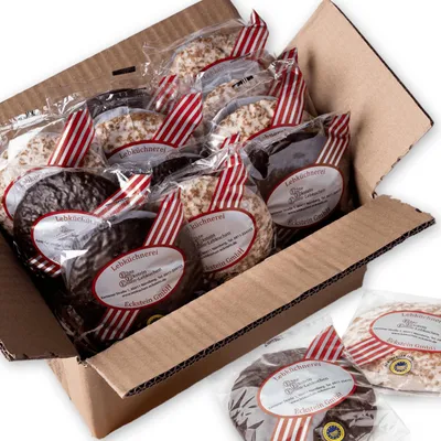 Produktbild von Nürnberger Elisen-Lebkuchen - 60 Stück gemischt im Versandkarton - 4500g - Echte Eckstein Elisenlebkuchen
