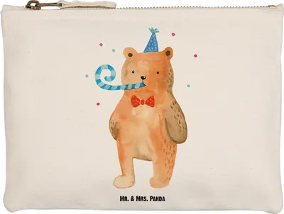 Produktbild von Mr. & Mrs. Panda Kulturbeutel Bär Geburtstag Größe M - Weiß - Geschenk, Kosmetiktasche, Glückwunsch, Schlampermäppchen, Federtasche, Teddy, Happy Birthday, Federmappe