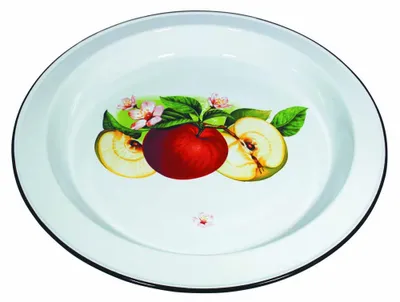 Produktbild von Apfel Emaille Tablett Serviertablett RUND 4,5 Liter ca 49cm emailliert