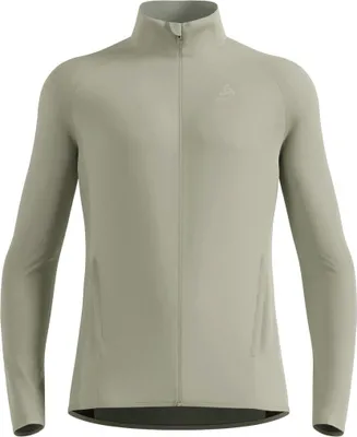 Beige Odlo Zeroweight Warm Hybrid-Laufjacke mit Stehkragen und durchgehendem Reißverschluss