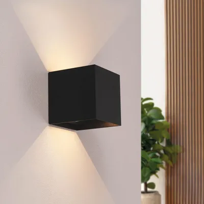 Produktbild von Ledvion 1er Set Wandlampe Innen / Aussen sensor Akku IP44 Schwarz Warmweiß