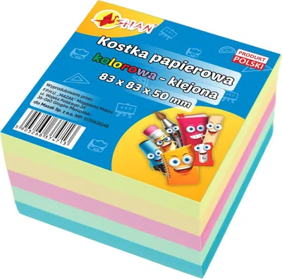 Zdjęcie produktu dla Kolorowa kostka papieru samoprzylepnego 83x83x50mm Shan