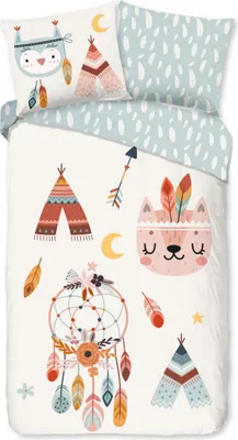 Produktbild von Good Morning Kinderbettwäsche "tipi-tenten / boho" - Multi - (140x200/220 cm) - Baumwolle Flanell