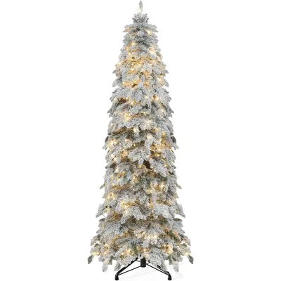 Produktbild von 230cm Künstlicher Weihnachtsbaum mit Schnee & 350 LED Beleuchtung, ca. 818 Spitzen, Tannenbaum mit Metallständer