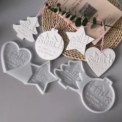 Produktbild von Weihnachtsform Silikon Herz & Stern – Flexible Gießform für Harz, Gips & Beton – Wiederverwendbare DIY Bastelform für kreative
