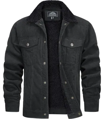 Produktbild von Herren Cordjacke gefüttert mit Teddyfell-Kragen Dunkelgrau XXL
