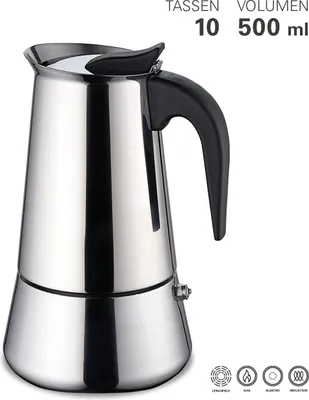 Produktbild von Weis 16979, Mokka-Kanne, 0,5 l, Edelstahl, Edelstahl, 10 Tassen, 165 mm