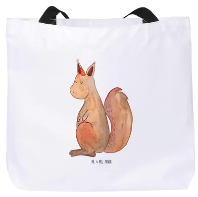 Produktbild von Mr. & Mrs. Panda Tote Bag Einhorn Glauben - Weiß - Geschenk, Tasche, Stoffbeutel, Strandtasche, Schultasche, Eichhörnchen, Eichhorn, Einhörnchen, Laptoptasche, Unicorn