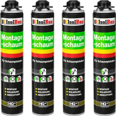 Image de Isolbau Mousse de montage 4 x 750 ml Mousse polyuréthane 1K pistolet isolation étanchéité