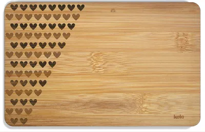 Produktbild von Wallario Frühstücksbrettchen aus Holz 22 x 14 cm, Motiv Muster Herzen