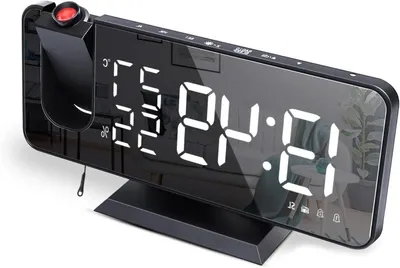 Produktbild von Projektionswecker – Digitale Uhr – Weckerfunktion – Großes Spiegeldisplay – 18,5 cm – Schwarz