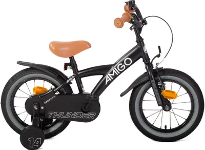 Produktbild von AMIGO Kinderfahrräder Jungen Thunder 14 Zoll 22 cm Jungen Rücktrittbremse Schwarz/Weiß