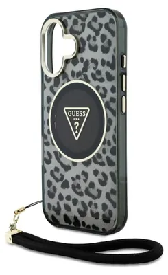 Zdjęcie produktu dla Etui Guess IML Leopard Triangle MagSafe do iPhone 16 czarny