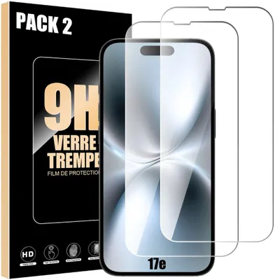 Image de 2 Verre Trempé pour iPhone 17e - Protection Anti-Rayures 9H Résistant Transparent