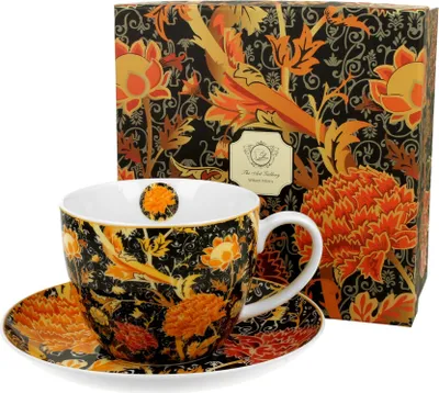 Produktbild von DUO ART GALLERY Jumbobecher 470 ml CRAY FLORAL mit Untertasse, New Bone China Porzellan