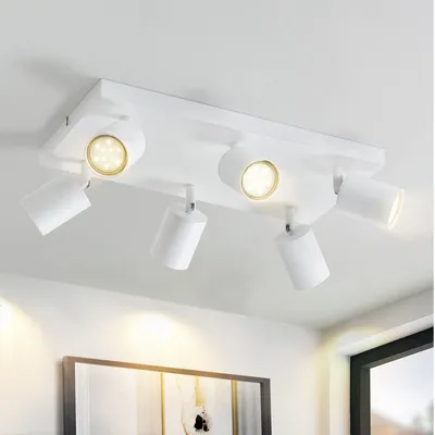Immagine prodotto di ZMH LED plafoniera bianca: lampada da soffitto GU10 6 fiamme 330° orientabile plafoniera industriale moderna per soggiorno camera da letto cucina corridoio