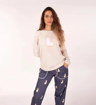 Produktbild von Damen-Pyjama aus Alpaka (Weiß)