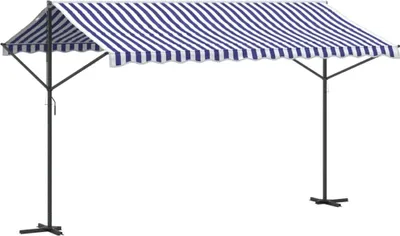 Produktbild von Freistehende Markise Blau und Weiß 400x300 cm Stoff und Stahl