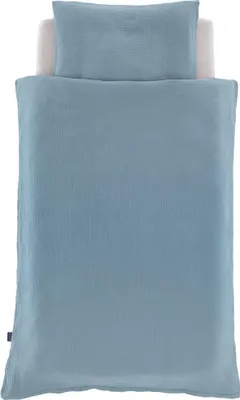 Produktbild von Träumeland Bettwäsche Baumwollmusselin jeansblau 100/135 + 40/60 cm