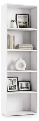 Produktbild von Bücherregal Dedjoum, Bibliothek mit 4 verstellbaren Einlegeböden, Bücherregal, Schrankwand mit Regalen, 100%  Italy, 60x30h195 cm, Weiß