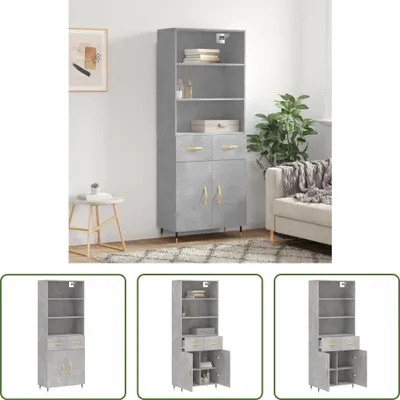 Produktbild von The Living Store Highboard Betongrau 69,5x34x180 cm Holzwerkstoff