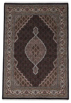Produktbild von Tabriz Mahi Teppich Schwarz 200x300 cm | Handgeknüpfter Teppich für Wohn- und Schlafzimmer