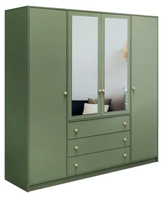Produktbild von Masseno Drehtürenschrank GALIO 196/200/57,5 cm 4-türig mit Spiegel Grün