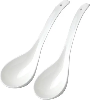 Productafbeelding van Grote Keramische Soeplepels Set van 2 - Wit