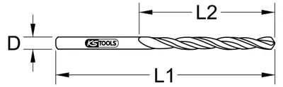 Produktbild von KS Tools 330.2019, Bohrer, Spiralbohrer-Bit, Drehung der rechten Hand, 1,9 mm, 46 mm, Metall, Kunststoff, Holz