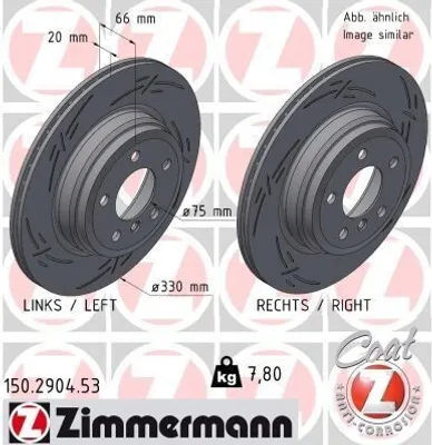Produktbild von 2x ZIMMERMANN Bremsscheibe 150.2904.53 für BMW 3 Touring (F31) 3 GT (F34) 66mm