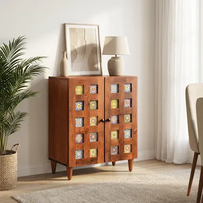 Produktbild von vidaXL Sideboard Walnuss 60 x 33 x 75 cm Massivholz Mango