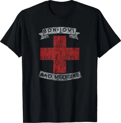 Immagine prodotto di Bon Jovi - Maglietta "Bad Medicine" per uomo/donna Unisex TV26920 (XL) (Nero)