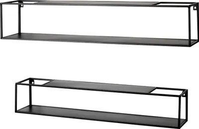 Produktbild von HAKU Möbel Wandregal 2er Set schwarz - Metall, B/H/T: 75/85x14/17x14/17 cm