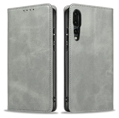 Produktbild von Handyhülle für Huawei P20 Pro Kunstleder Flip Cover Hülle Klapphülle Case Kartenfach Farbe: Grau