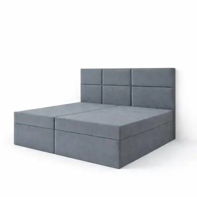 Produktbild von Kontinentalbett DREAM2 Grau mit 2 Bettkasten und ergonomischem Topper, Bonell-Federkern Matratze, 140 x 200 cm