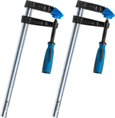 Produktbild von 2er Set 250 x 50mm, Profi Schraubzwingen | Schraub- Zwingen in verschiedenen Größen mit 2-Komponentengriff, Spannweite von 150-300mm