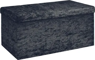 Obrázek produktu pro Intirilife skládací lavice 76x38x38 cm v sametově černé barvě - sedací kostka s úložným prostorem a víkem se sametovým potahem - Sitzcube úložný box na podnožku Truhla Sedací taburet