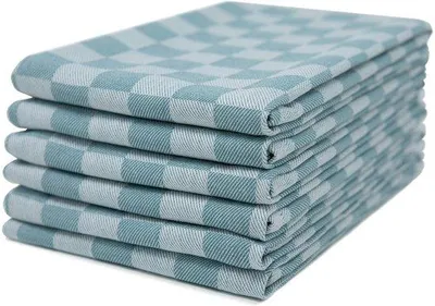 Obrázok produktu pre Uniqoos® Sada 6 kusov absorpčných utierok na riad, 100% bavlna, farba: akvamarinová, rozmer: 46 x 70 cm, s pútkom na zavesenie, vhodné do práčky a sušičky
