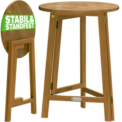 Produktbild von CASARIA® Stehtisch 2er Set Holz Klappbar 110cm Hoch 80 cm Rund Akazie Rustikal Indoor Outdoor Bistrotisch Biertisch Gartentisch Klapptisch Party Bar