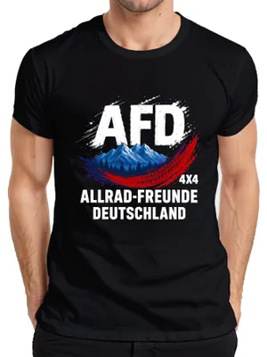 Productafbeelding van AFD Allrad Freunde Deutschland 4x4 Offroad T-shirt voor heren, zwart, maat 3XL