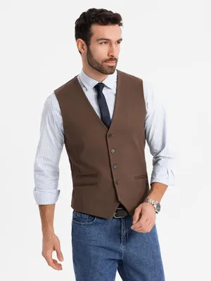 Produktbild von OMBRE Gilet Slim Fit mit V-Ausschnitt elegant V64 brown XXL