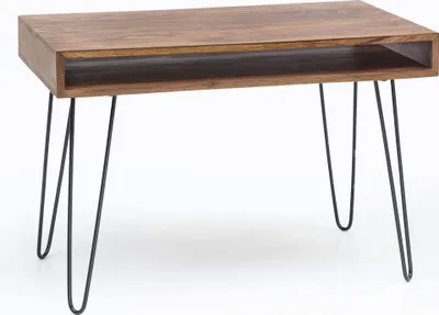 Produktbild von Schreibtisch BAGLI braun 110 x 60 x 76 cm Massiv Holz Laptoptisch Sheesham Natur | Landhaus-Stil Arbeitstisch mit 1 Ablage-fach | Bürotisch PC-Tisch