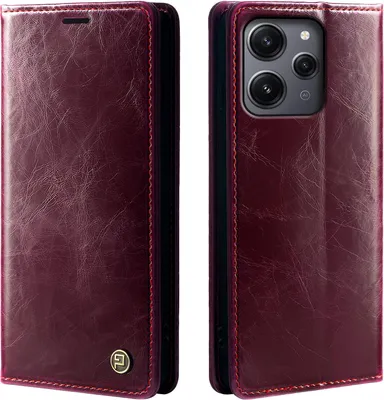 Produktbild von Handyhülle für Xiaomi Redmi 12 Kunstleder Flip Cover Hülle RFID Schutz Case Kartenfach Farbe: Weinrot